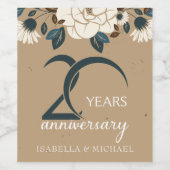 高級素朴フローラ20結婚周年 ワインラベル (シングルラベル)