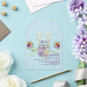 高級紫色花柄アクリル製結婚25周年記念 アクリル招待状 (インサイチュ (ウェディング))