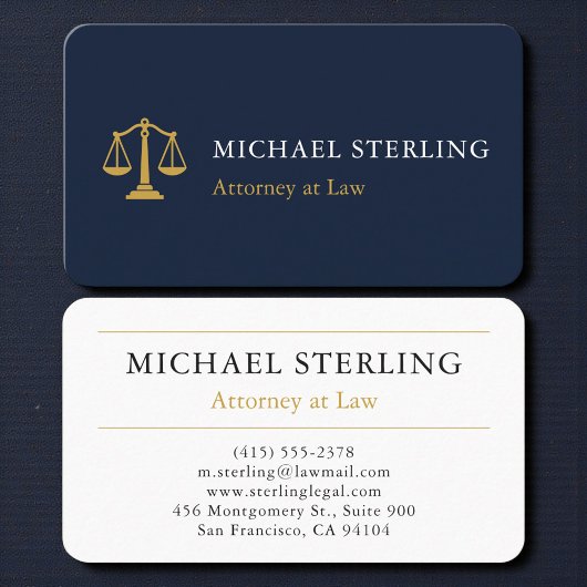高級紳士弁護士名刺（Navy Gold Attorney & Counselor at Law） 名刺