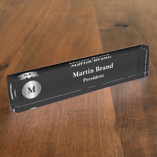 高級経営管理モノグラム デスクネームプレート (側面)