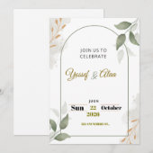 高級結婚式招待状|ゴールド装飾|モダン シーズンカード (正面/裏面)