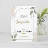 高級結婚式招待状|ゴールド装飾|モダン シーズンカード (スタンド正面)