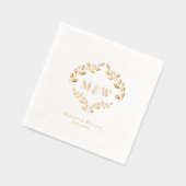 高級結婚式 本物の金箔 葉 モノグラム クレスト 箔ナプキン (左)