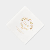 高級結婚式 本物の金箔 葉 モノグラム クレスト 箔ナプキン (右)