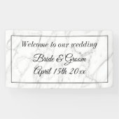 高級結婚白カスタム大理石ウェルカムバナー 横断幕 (横)