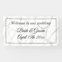 高級結婚白カスタム大理石ウェルカムバナー 横断幕