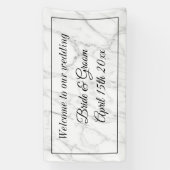 高級結婚白カスタム大理石ウェルカムバナー 横断幕 (縦)