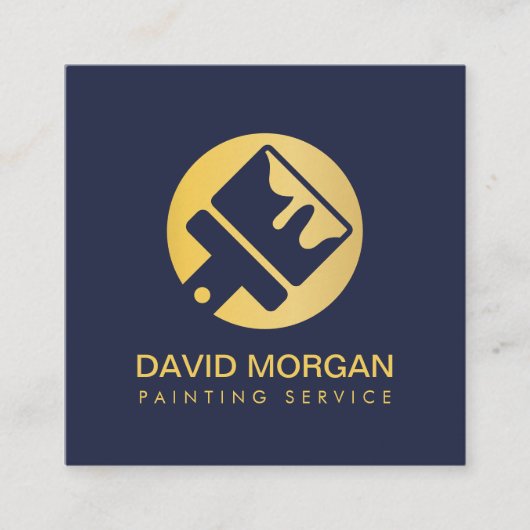 高級絵を描金ゴールドブラシロ絵を描ゴのサービス スクエア名刺 (正面)