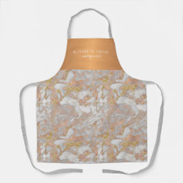 高級美しいサロングレー大理石金ゴールド従業員名 エプロン