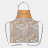 高級美しいサロングレー大理石金ゴールド従業員名 エプロン (正面)