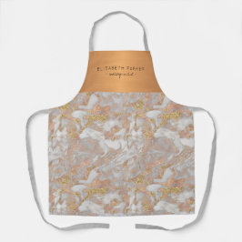 高級美しいサロングレー大理石金ゴールド従業員名 エプロン