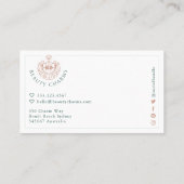 高級美しいチャームグリーン&ピンクメイクアップロゴ 名刺 (裏面)