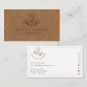 高級美しいチャームタン&ブラウンメイクアップロゴ 名刺 (正面/裏面)