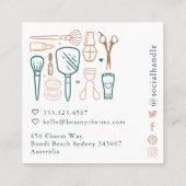 高級美しいチャームメイクアップツールエメラルドグリーン スクエア名刺 (裏面)