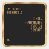 高級美しい商品ラベルブラック&金ゴールドスクエア スクエアシール (正面)