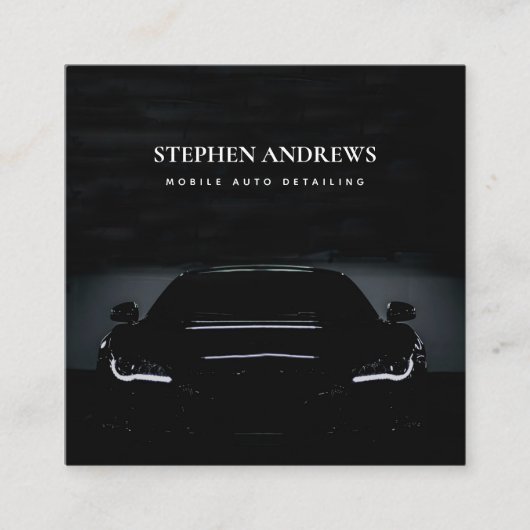 高級自動車詳細車のクリーニング修理QRコード スクエア名刺 (正面)