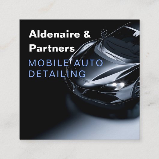 高級自動車詳細車のクリーニング修理QRコード スクエア名刺 (正面)