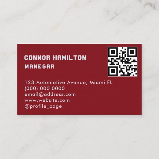 高級自動車詳細車のクリーニング修理QRコード 名刺 (裏面)