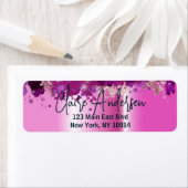 高級芸術的シックモダングラムピンクメタリック ラベル (インサイチュ)