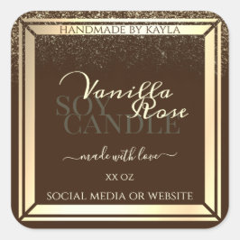 高級茶色製品包装ラベル金ゴールド枠 スクエアシール