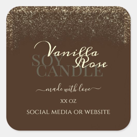 高級茶色製品包装ラベル金ゴールド枠 スクエアシール (正面)