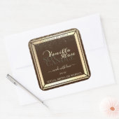 高級茶色製品包装ラベル金ゴールド枠 スクエアシール (封筒)