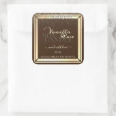 高級茶色製品包装ラベル金ゴールド枠 スクエアシール (バッグ)