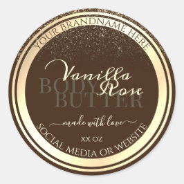 高級茶色製品包装ラベル金ゴールド枠 ラウンドシール