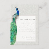 高級華美水彩孔雀の結婚詳細 エンクロージャーカード (正面)
