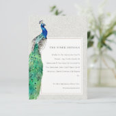 高級華美水彩孔雀の結婚詳細 エンクロージャーカード (スタンド正面)
