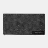 高級虹彩色の黒い模様の白いきらめき デスクマット (正面)