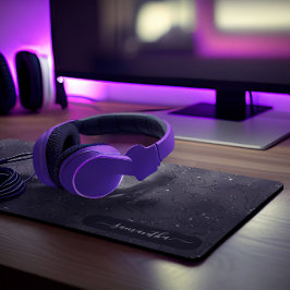 高級虹彩色の黒い模様の白いきらめき デスクマット