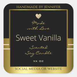 高級製品パッケージラベル黒と金ゴールド スクエアシール