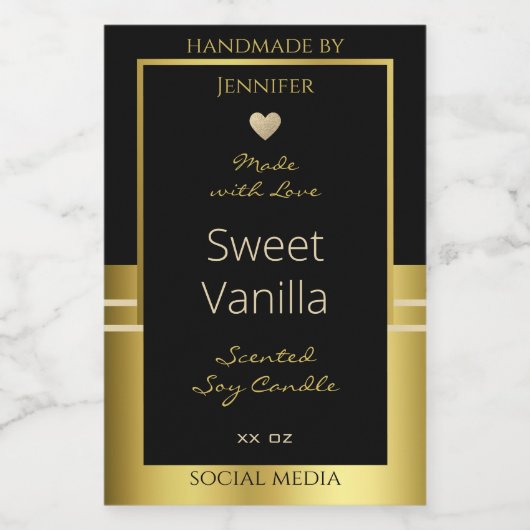 高級製品パッケージラベル黒と金ゴールド フードラベル (シングルラベル)