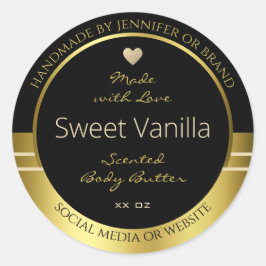 高級製品パッケージラベル黒と金ゴールド ラウンドシール