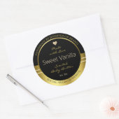 高級製品パッケージラベル黒と金ゴールド ラウンドシール (封筒)