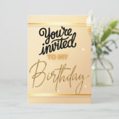 高級誕生日招待状スタイリッシュ- Script & 3D 招待状 (スタンド正面)