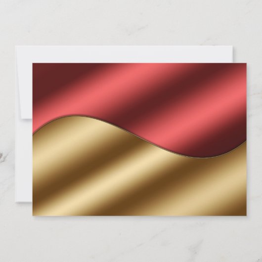 高級赤モダン金ゴールドグリッター結婚ハートズ 招待状 (裏面)