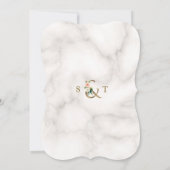 高級赤面クリームジオメトリックフレ結婚ーム 招待状 (裏面)