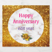 高級赤面グリッターピンクホワイトマーブルカスタマイズ スパークリングワインラベル (シングルラベル)