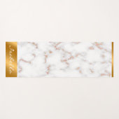 高級赤面グリッターピンクホワイトマーブルカスタマイズ ヨガマット (正面(横))