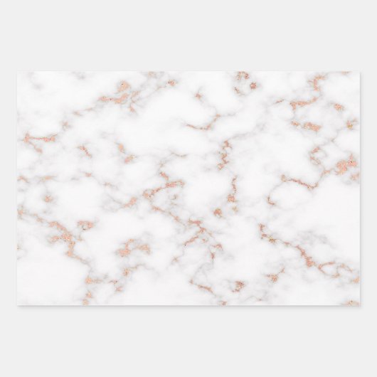高級赤面グリッターピンクホワイトマーブルカスタマイズ ラッピングペーパーシート (正面2)