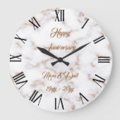 高級赤面グリッターピンクホワイトマーブルカスタマイズ ラージ壁時計 (正面)