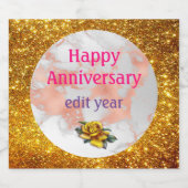 高級赤面グリッターホワイトピンクマーブルカスタマイズ スパークリングワインラベル (シングルラベル)