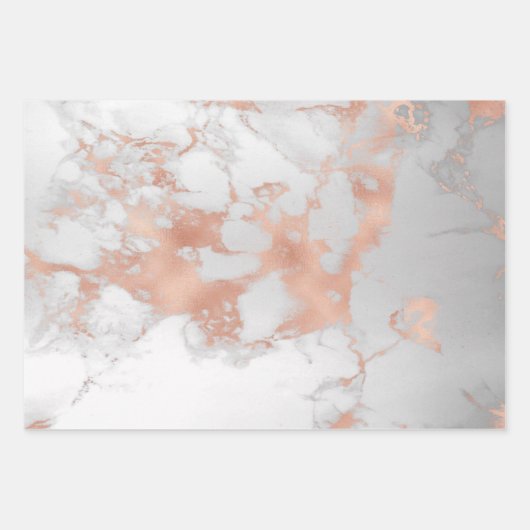 高級赤面グリッターホワイトピンクマーブルカスタマイズ ラッピングペーパーシート (正面)