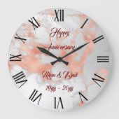 高級赤面グリッターホワイトピンクマーブルカスタマイズ ラージ壁時計 (正面)