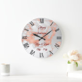 高級赤面グリッターホワイトピンクマーブルカスタマイズ ラージ壁時計 (ホーム)