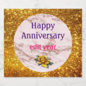 高級赤面バラピンクグリッターマーブルカスタマイズ スパークリングワインラベル (シングルラベル)