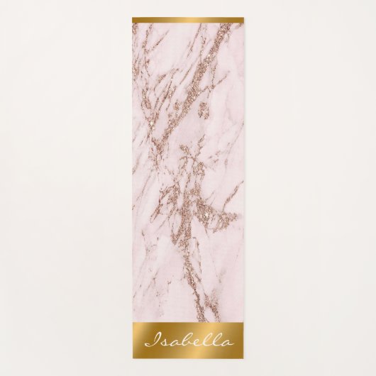 高級赤面バラピンクグリッターマーブルカスタマイズ ヨガマット (正面)
