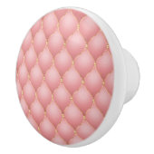 高級赤面ピンクローズ金ゴールドダイヤモンドタフテッドパターン セラミックノブ (右)